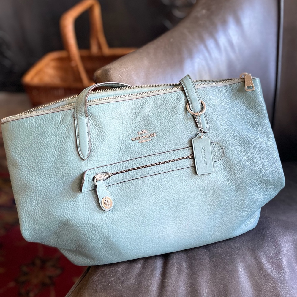 COACH Taylor Sage Pebbled Leather Tote (Style 38312)